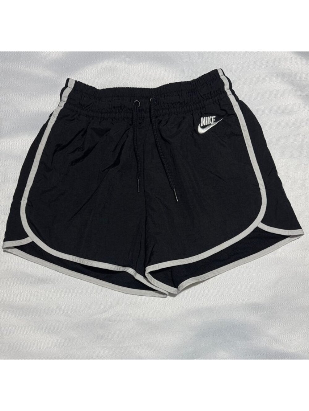 Nike Women's Black Athletic Shorts with White Piping